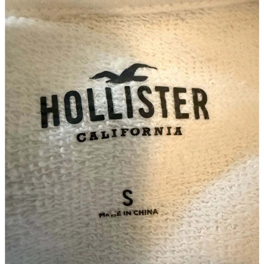 Hollister White Cropped Zip up Hoodie with Drawstrings Size Small - Picture 4 of 4